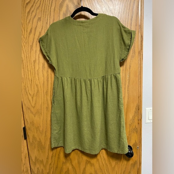 Universal Thread Linen Blend Olive Green Oversized Simple Babydoll Dress SIZE XS - Picture 7 of 7